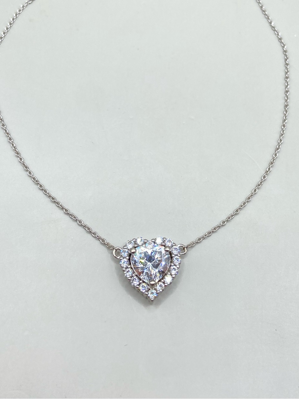 Berricle Sterling Silver Cubic Zirconia Heart Halo Necklace